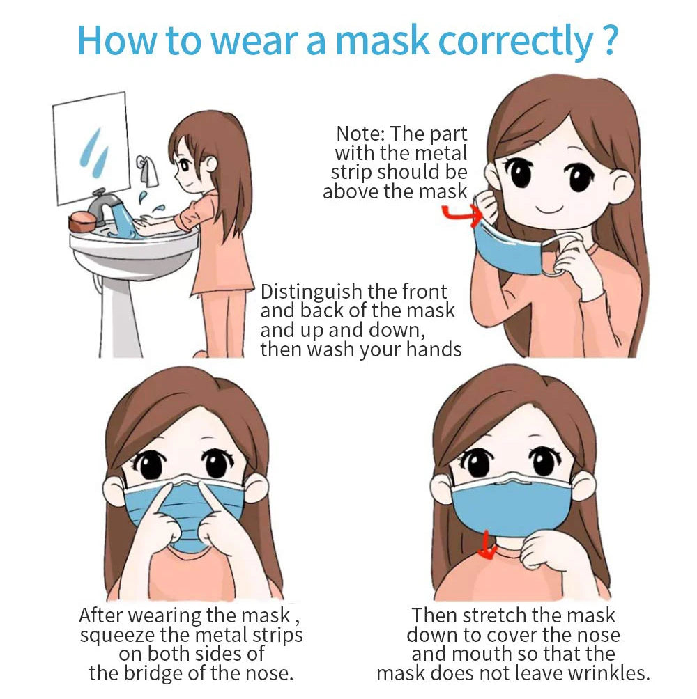 Mouth Masks 3-layer Anti-Dust Disposable Mascarillas  Non Woven Meltblown Cloth Masks Elastic Ear Loop Face Mask