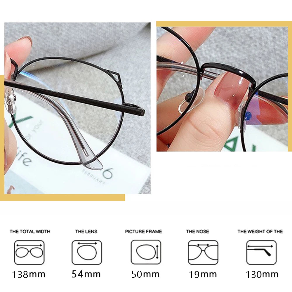 2022 Tendances Femmes Bureau Anti Lumière Bleue Lunettes d'ordinateur Surdimensionnées Œil de Chat Femme Bloqueur de Lumière Bleue Grandes Lunettes Monture en Alliage