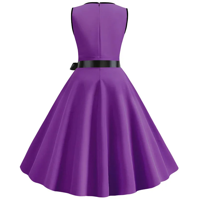 Woman Retro Dresses Audrey Hepburn 1950s 60s Rockabilly Polka Dot Bow Pinup Ball Grown Party Robe  Vestidos