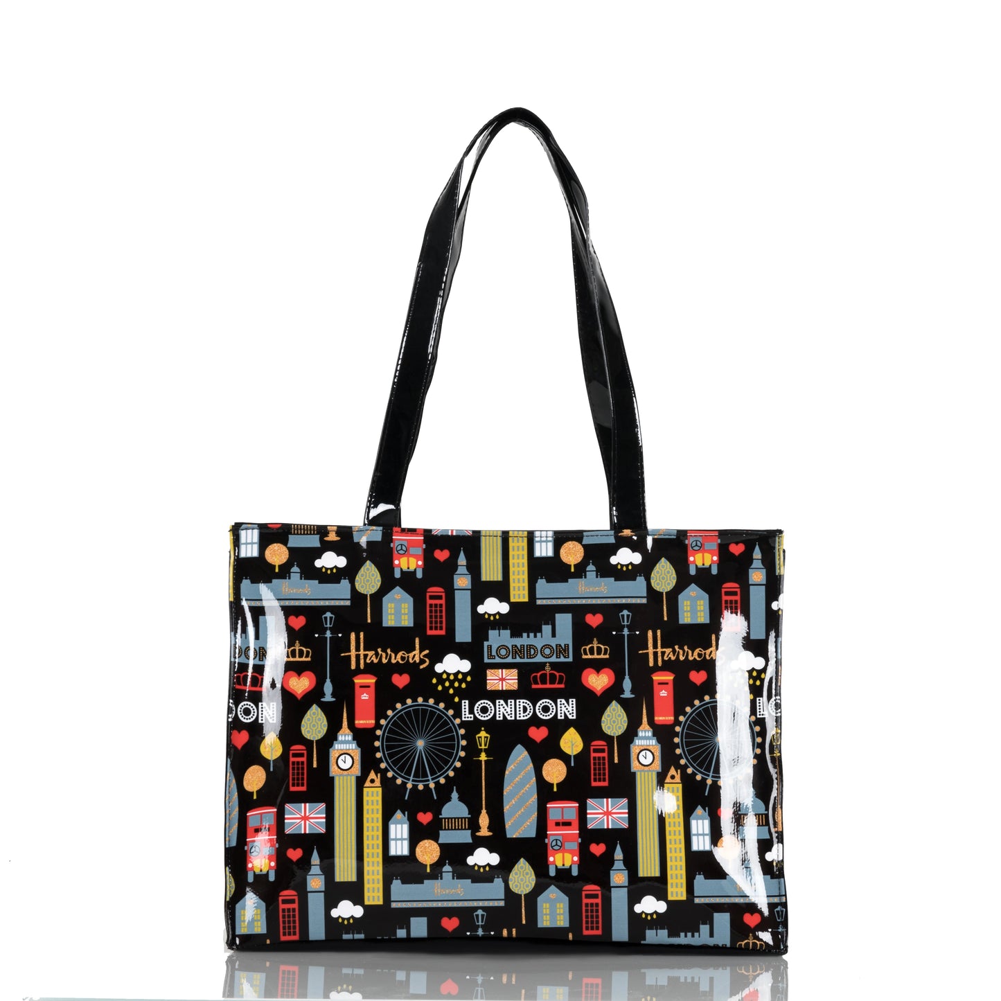 Horizontal Edition PVC Reusable Shopping Bag Eco-friendly London Lady Shopper Bag Large Capacity Waterproof Handbag Shoulder Bag
