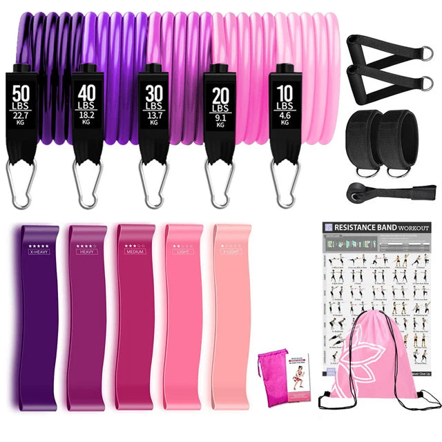 360lbs Fitness Übungen Widerstandsbänder Set Elastische Tubes Zugseil Yogaband Trainingsausrüstung für Zuhause Fitnessstudio Gewicht