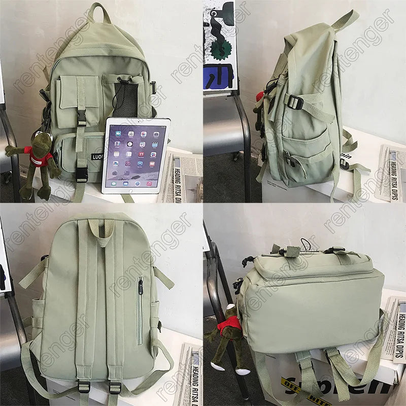 Mehrere Taschen Rucksack Herren Segeltuch Schnalle Designer Tasche Teenager Laptop Rucksäcke Studenten College Schultaschen Für Frauen