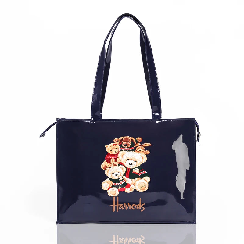 Horizontal Edition PVC Reusable Shopping Bag Eco-friendly London Lady Shopper Bag Large Capacity Waterproof Handbag Shoulder Bag