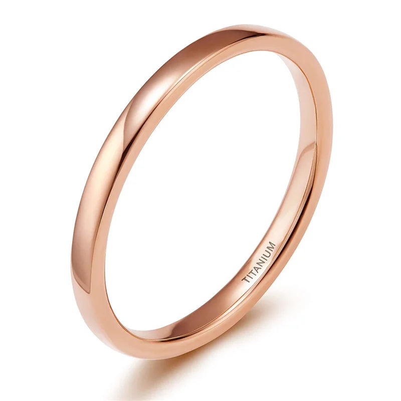 Bague fine Kolmnsta 2mm 4mm pour femme, plaquée or rose titane, classique, pour homme femme, alliance, couple