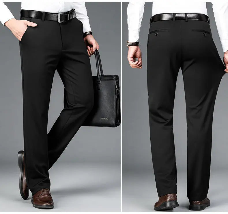 Herren große Größen klassische Anzughose hohe Elastizität knitterarm elegant leger gerades Bein Business Alltagshose