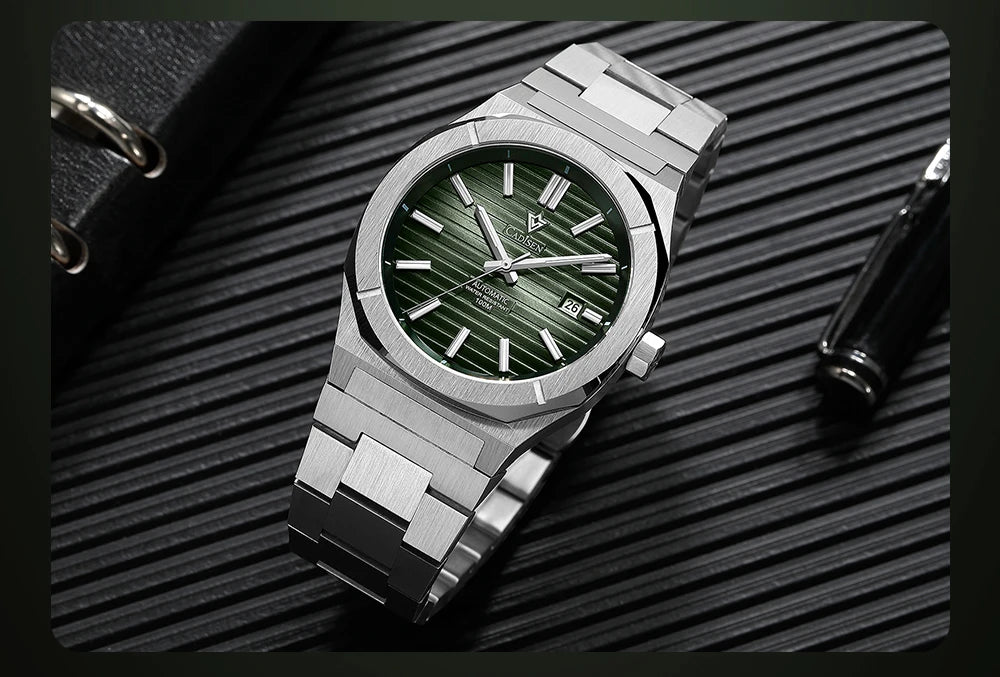 CADISEN Taucheruhr Retro Luxus Saphirglas MIYOTA 8215 Deutscher Designer Herren Automatikuhr Mechanisch 10Bar Wasserdicht Leuchtend