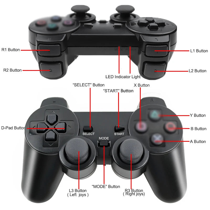 2.4G PS2 Controller Kabelloser Controller Für PS2/PS1 Gamepad Dual Vibration Shock Playstation 2 Joypad Joystick Steuerung USB PC