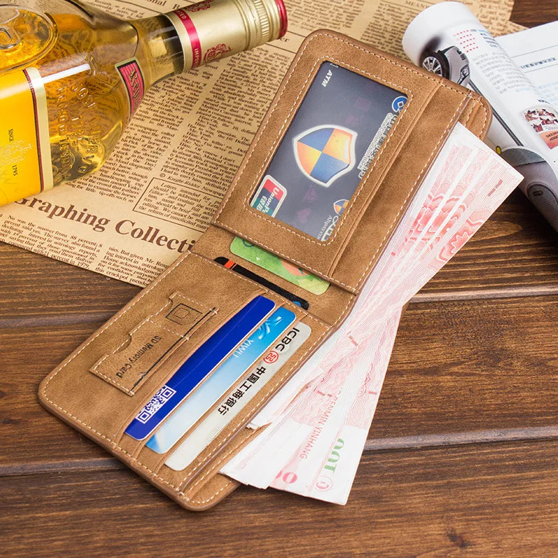 Neue Herren-Brieftasche Kurz Gefrostetes Leder Portemonnaie Retro Zweifach Faltbares Vertikales Portemonnaie Jugend Koreanisches Multi-Karten Portemonnaie 2022 Luxus Portemonnaie