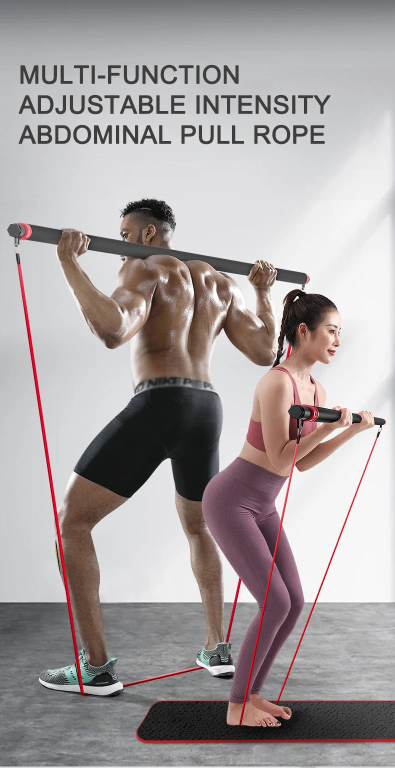 Fitness Widerstandsgummi Yoga Elastisches Band Upgrade Trainingsstange Set Pilates Training Übungsfitnessgeräte Zugseil