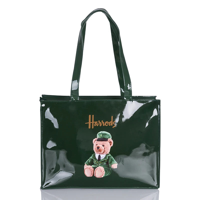 Horizontal Edition PVC Reusable Shopping Bag Eco-friendly London Lady Shopper Bag Large Capacity Waterproof Handbag Shoulder Bag