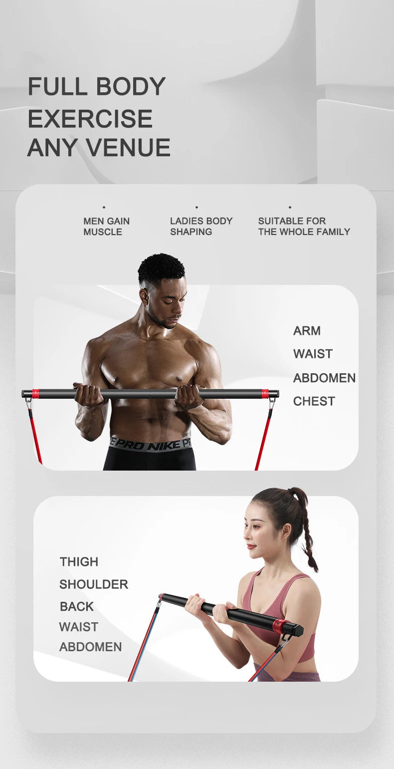 Fitness Widerstandsgummi Yoga Elastisches Band Upgrade Trainingsstange Set Pilates Training Übungsfitnessgeräte Zugseil