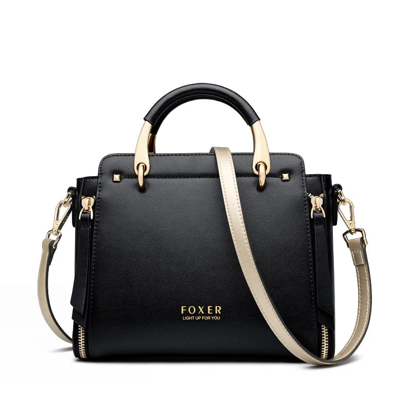 FOXER Spaltleder Damen Umhängetasche Elegante Handtasche 2026 Neue Große Damen Tragetasche Luxuriöse Designer Umhängetasche