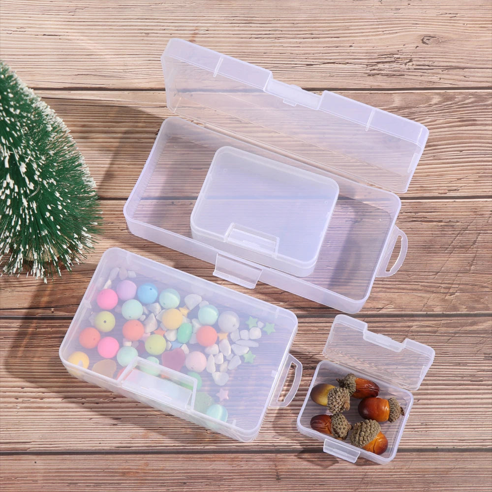 Square Round Plastic Transparent Storage Box Small Items Sundries Organizer Case Jewelry Beads Container Box Tools Accessories
