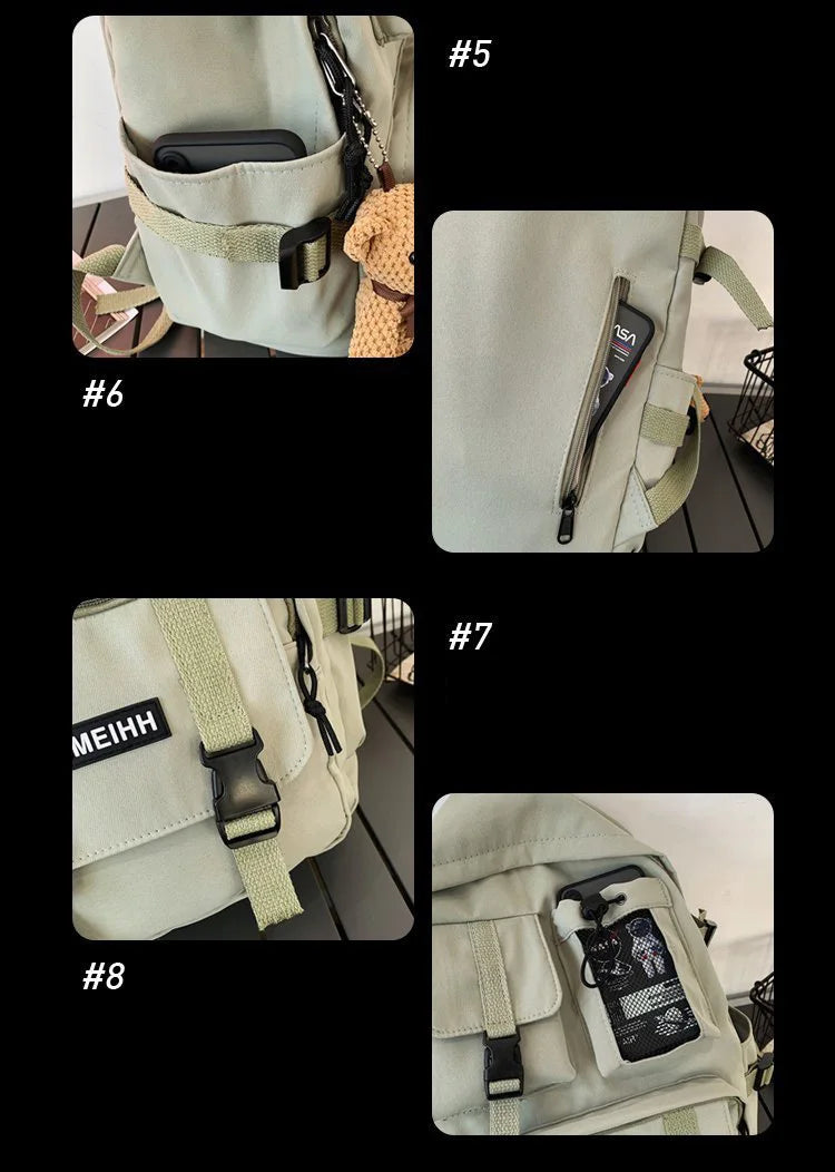 Mehrere Taschen Rucksack Herren Segeltuch Schnalle Designer Tasche Teenager Laptop Rucksäcke Studenten College Schultaschen Für Frauen