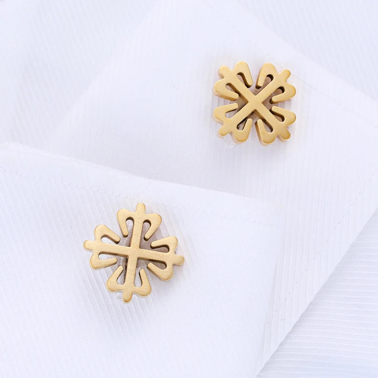 Lepton 18K Gold Plated Crusaders Cufflinks Matte Stainless Steel Cufflink For Mens Wedding Groom Business Cuff Links Gemelos