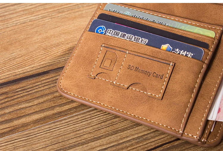 Neue Herren-Brieftasche Kurz Gefrostetes Leder Portemonnaie Retro Zweifach Faltbares Vertikales Portemonnaie Jugend Koreanisches Multi-Karten Portemonnaie 2022 Luxus Portemonnaie