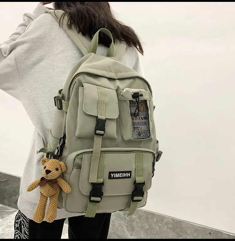 Mehrere Taschen Rucksack Herren Segeltuch Schnalle Designer Tasche Teenager Laptop Rucksäcke Studenten College Schultaschen Für Frauen