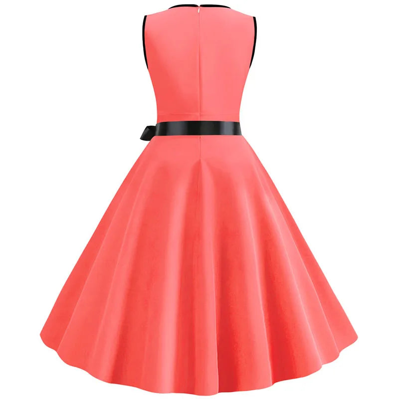 Woman Retro Dresses Audrey Hepburn 1950s 60s Rockabilly Polka Dot Bow Pinup Ball Grown Party Robe  Vestidos