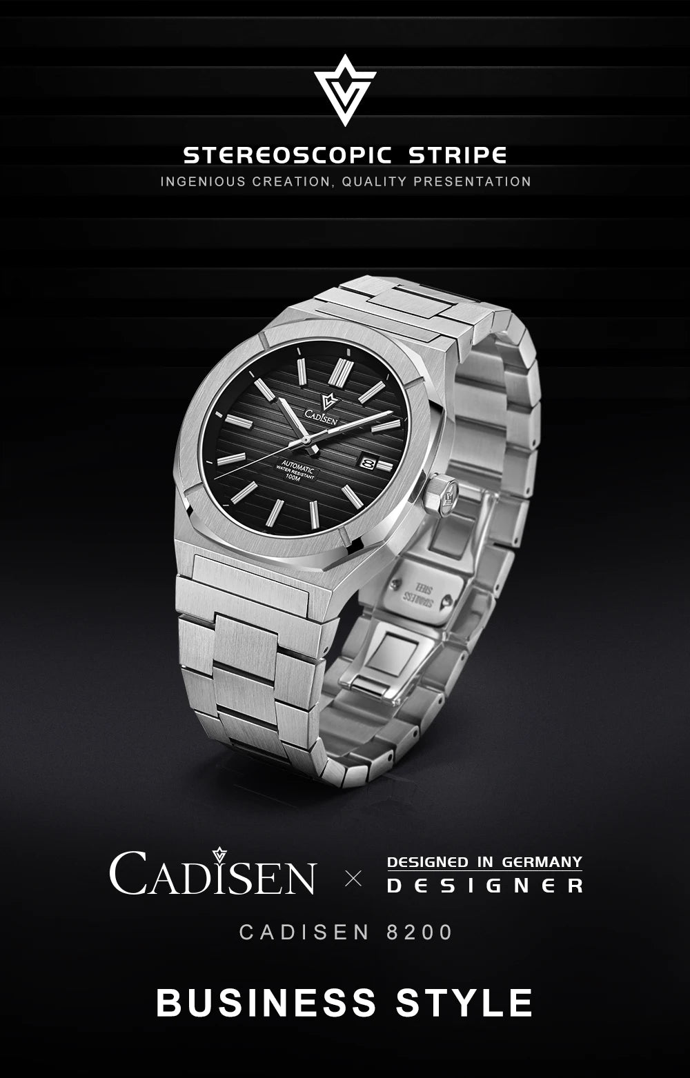 CADISEN Taucheruhr Retro Luxus Saphirglas MIYOTA 8215 Deutscher Designer Herren Automatikuhr Mechanisch 10Bar Wasserdicht Leuchtend