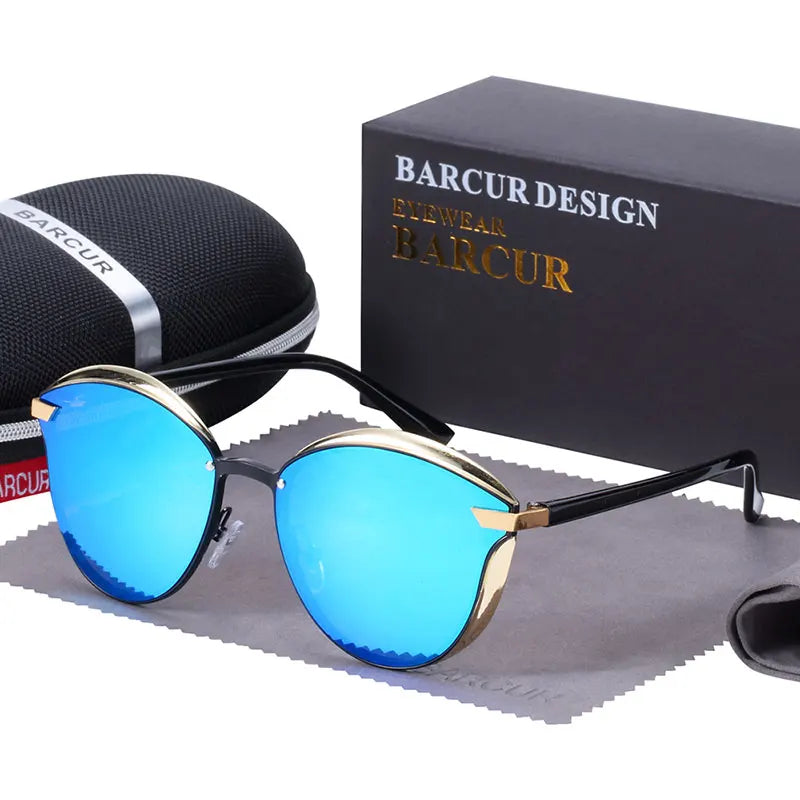 BARCUR Lunettes de soleil polarisées rondes tendance pour femme, lunettes de soleil pour femme