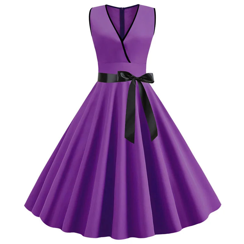 Woman Retro Dresses Audrey Hepburn 1950s 60s Rockabilly Polka Dot Bow Pinup Ball Grown Party Robe  Vestidos