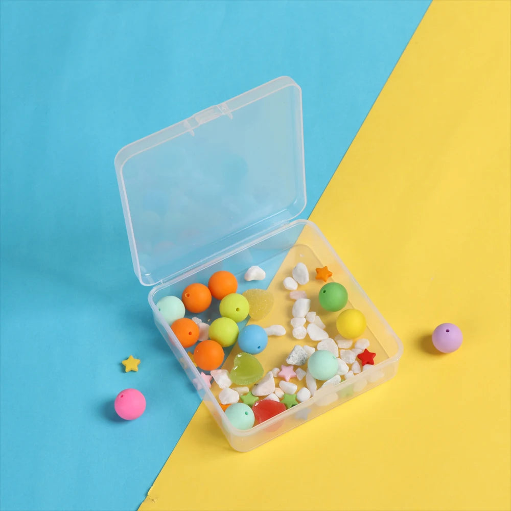 Square Round Plastic Transparent Storage Box Small Items Sundries Organizer Case Jewelry Beads Container Box Tools Accessories