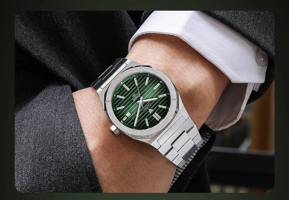 CADISEN Taucheruhr Retro Luxus Saphirglas MIYOTA 8215 Deutscher Designer Herren Automatikuhr Mechanisch 10Bar Wasserdicht Leuchtend