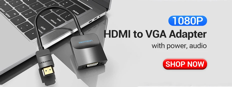 Vention Adaptateur VGA vers HDMI 1080P Convertisseur Mâle VGA vers Femelle HDMI avec Câble Audio et Alimentation USB pour PS4/3 HDTV Convertisseur VGA HDMI