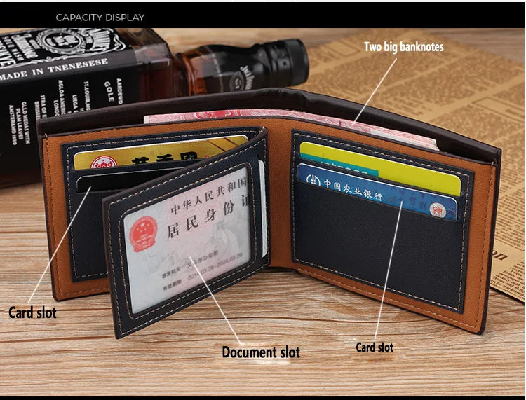 Neue Herren-Brieftasche Kurz Gefrostetes Leder Portemonnaie Retro Zweifach Faltbares Vertikales Portemonnaie Jugend Koreanisches Multi-Karten Portemonnaie 2022 Luxus Portemonnaie