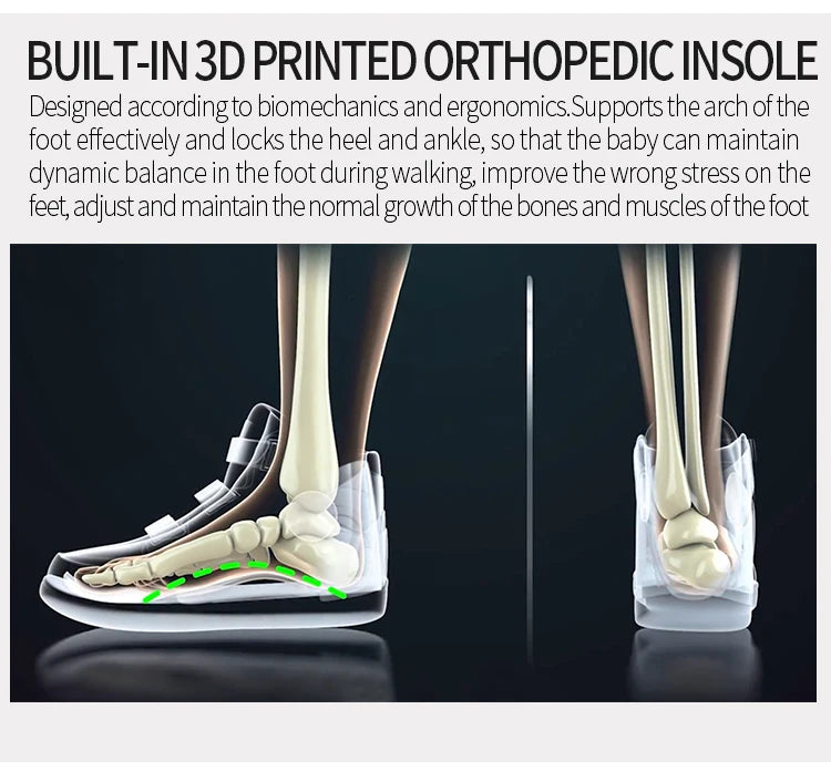 Princepard Baskets Orthopédiques Hautes Noires pour Enfants, Soutien de la Voûte Plantaire pour Pieds Plats, Chaussures Correctrices Scolaires et Décontractées