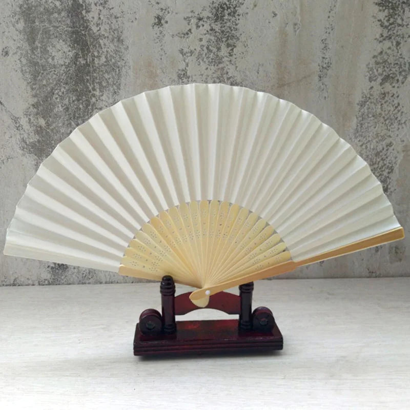 Éventails pliants portables en papier et bambou, blancs, à faire soi-même, pour la calligraphie, la peinture, décoration de mariage, cadeaux de mariage