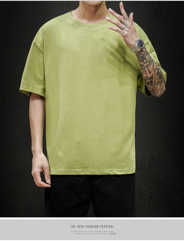 LEGIBLE 2025 Sommer Herren T-Shirt Lässiges lockeres Baumwoll-Kurzarm-T-Shirt Herren Oberteil T-Shirt Herren