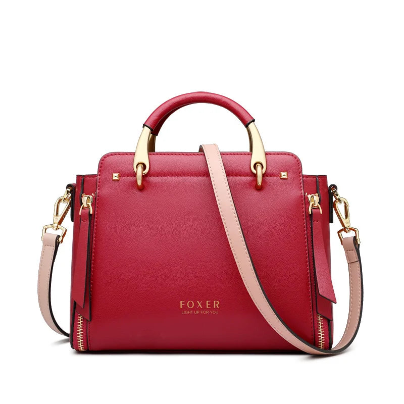 FOXER Spaltleder Damen Umhängetasche Elegante Handtasche 2026 Neue Große Damen Tragetasche Luxuriöse Designer Umhängetasche
