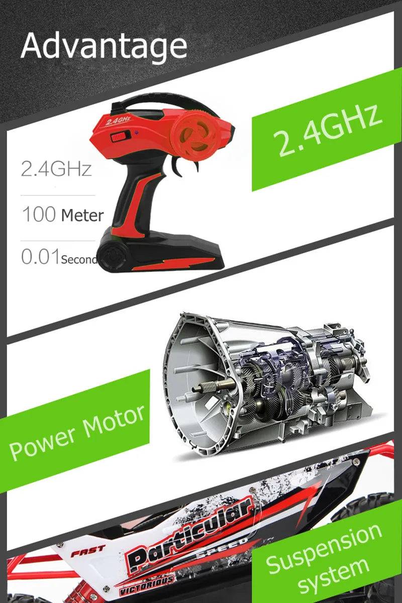ZWN 1:12 / 1:16 4WD RC Auto mit LED-Lichtern 2.4G Funkfernsteuerung Autos Buggy Offroad-Kontroll-LKWs Jungen Spielzeug für Kinder