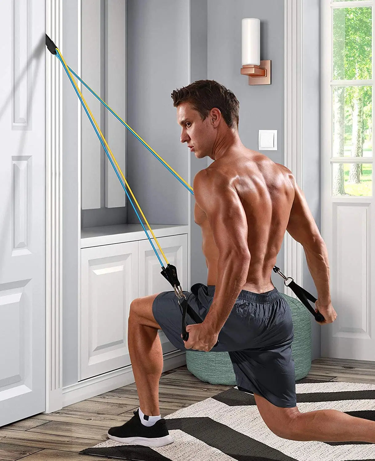 Kit de barre Pilates avec bandes de résistance Barre de yoga multifonctionnelle Kit de barre de résistance portable pour la maison pour des entraînements complets du corps