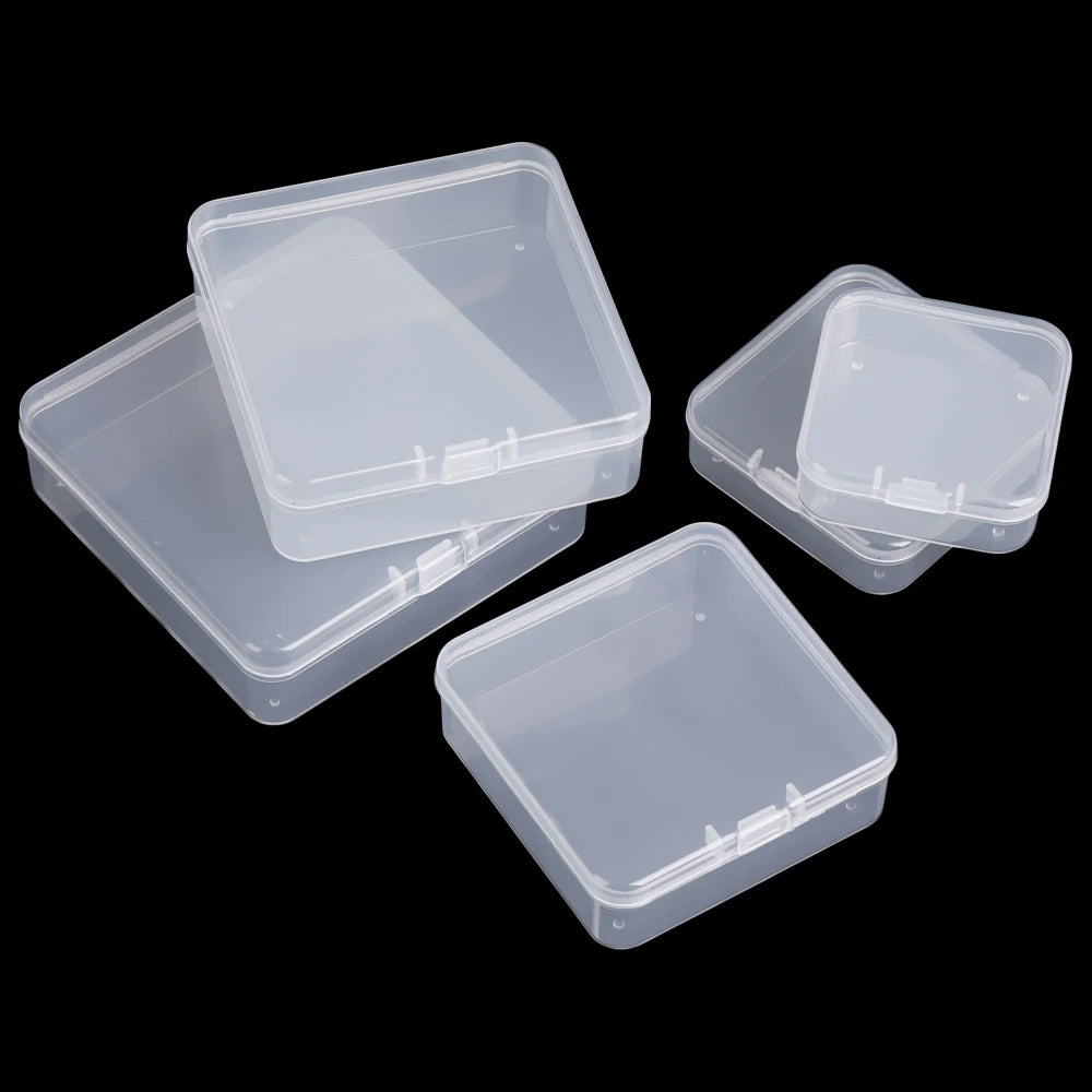 Square Round Plastic Transparent Storage Box Small Items Sundries Organizer Case Jewelry Beads Container Box Tools Accessories