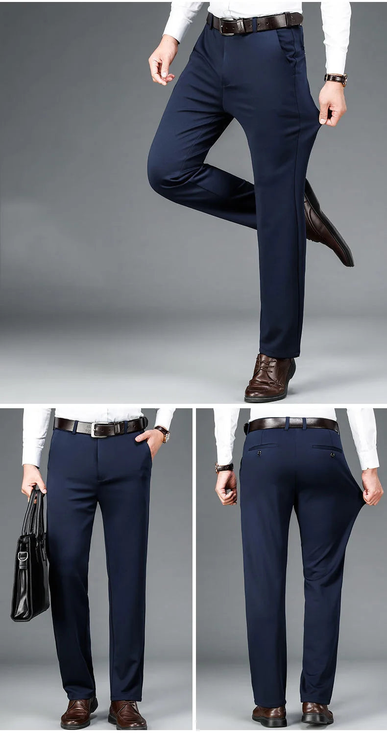 Herren große Größen klassische Anzughose hohe Elastizität knitterarm elegant leger gerades Bein Business Alltagshose