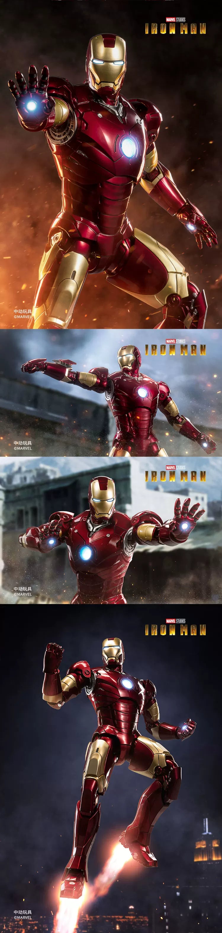ZDTDS Original 1/5 36CM Iron Man MK50 MK3 LED-Beleuchtung 10-jähriges Jubiläum Tony Stark Modell Actionfigur Geschenk