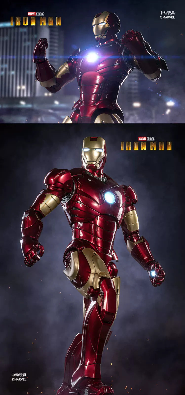 ZDTDS Original 1/5 36CM Iron Man MK50 MK3 LED-Beleuchtung 10-jähriges Jubiläum Tony Stark Modell Actionfigur Geschenk