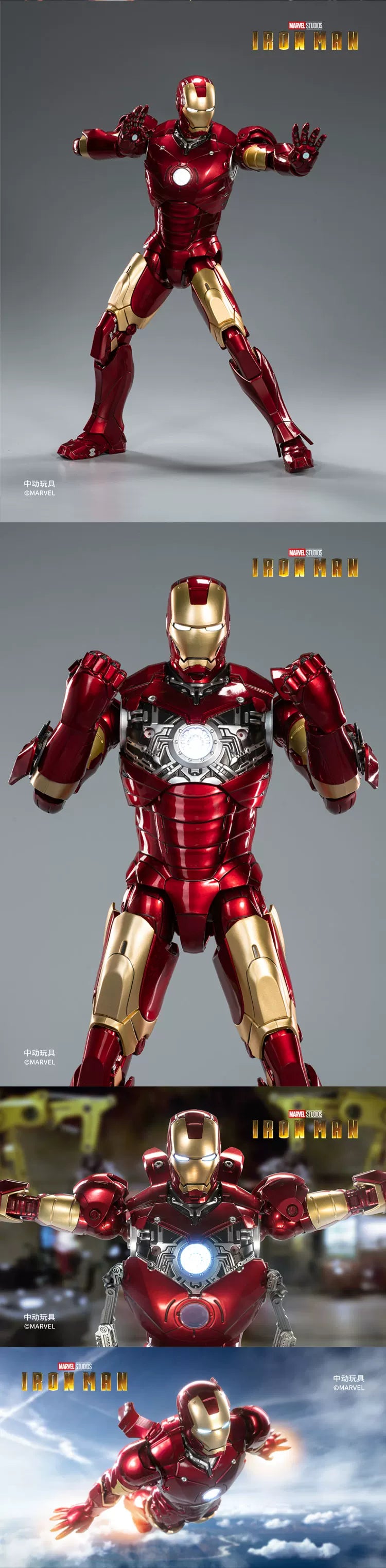 ZDTDS Original 1/5 36CM Iron Man MK50 MK3 LED-Beleuchtung 10-jähriges Jubiläum Tony Stark Modell Actionfigur Geschenk