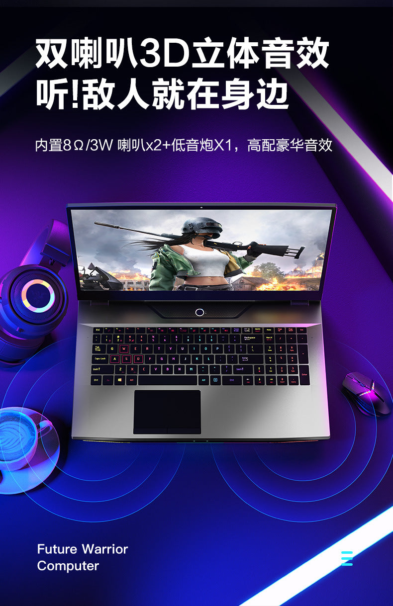 Ordinateur portable de jeu FHD IPS de 17,3 pouces Intel i7-10750H Max GTX1650 Windows 10 PRO 32 Go 1 To SSD Notebook Gamer PC