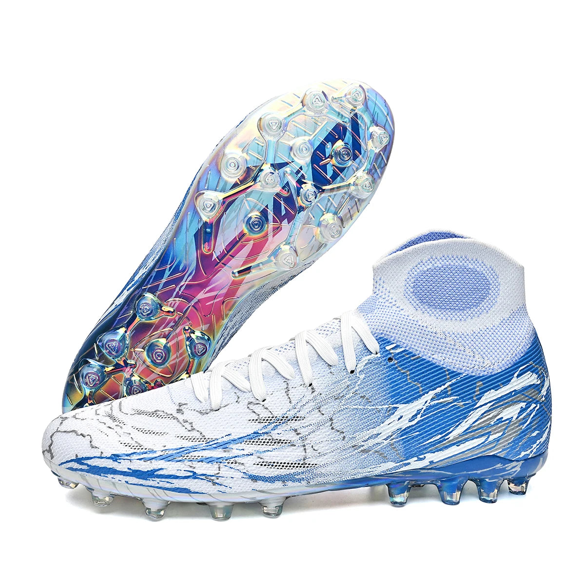 Chaussures de football montantes respirantes à semelle électroplaquéeLes crampons longs FG offrent une adhérence et une durabilité super puissantes