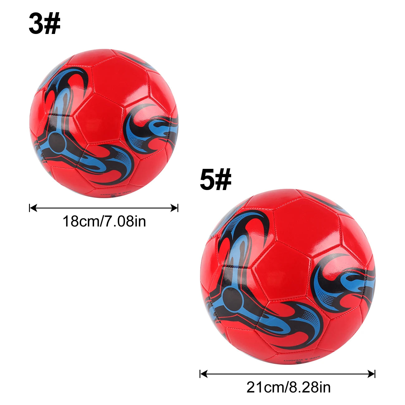 1PC A Size 3 and 5 Cyclone Football, Soft Inflatable Red Soccer Ball, Suitable for Training and Match Play