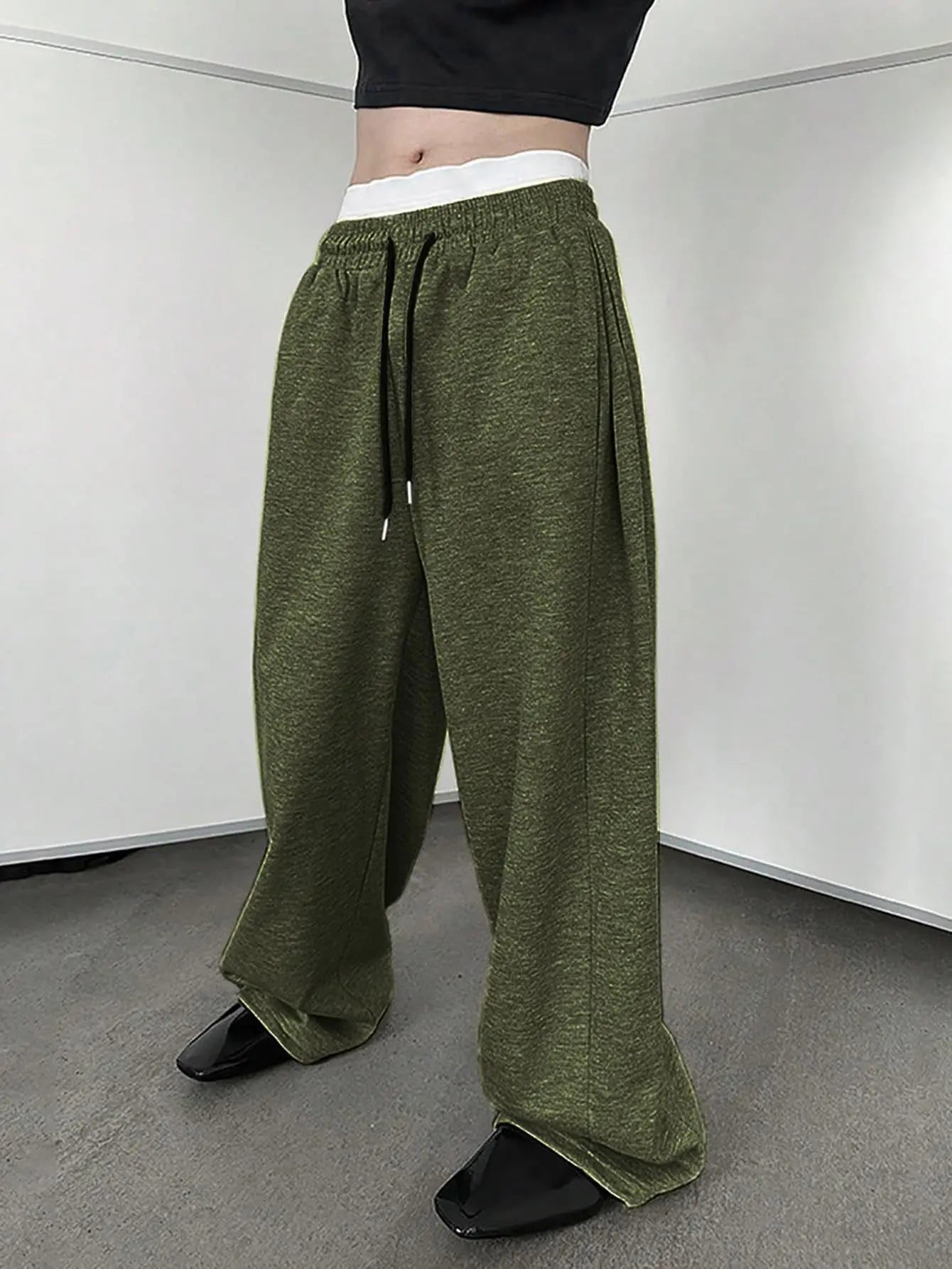 Pantalon de survêtement large Y2K Harajuku pour femmes, streetwear, ample, surdimensionné, gris, de sport, taille haute, avec cordon de serrage, décontracté