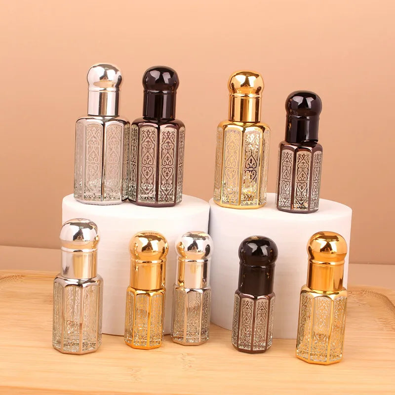 3/6/12ml Luxus nachfüllbare Ätherische Öle Flaschen Leere Parfümflasche Tragbare Tropfflasche Vintage Bronzefarbener Flüssigkeitsbehälter