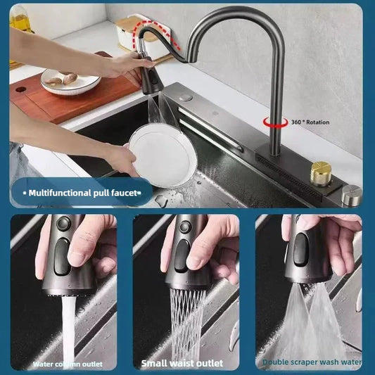 Stainless Steel Thickened SUS304 Sink,Household Kitchen Sink, Dishwashing Nano Process Countertop Sink Sink Kitchen