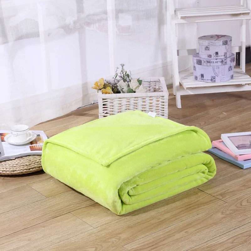 Couvertures en flanelle polaire corail 230 g/m² pour lits, couleur unie bleue rose, douce, chaude et fine, couvre-lit, housse de canapé, couverture plaid en fausse fourrure.