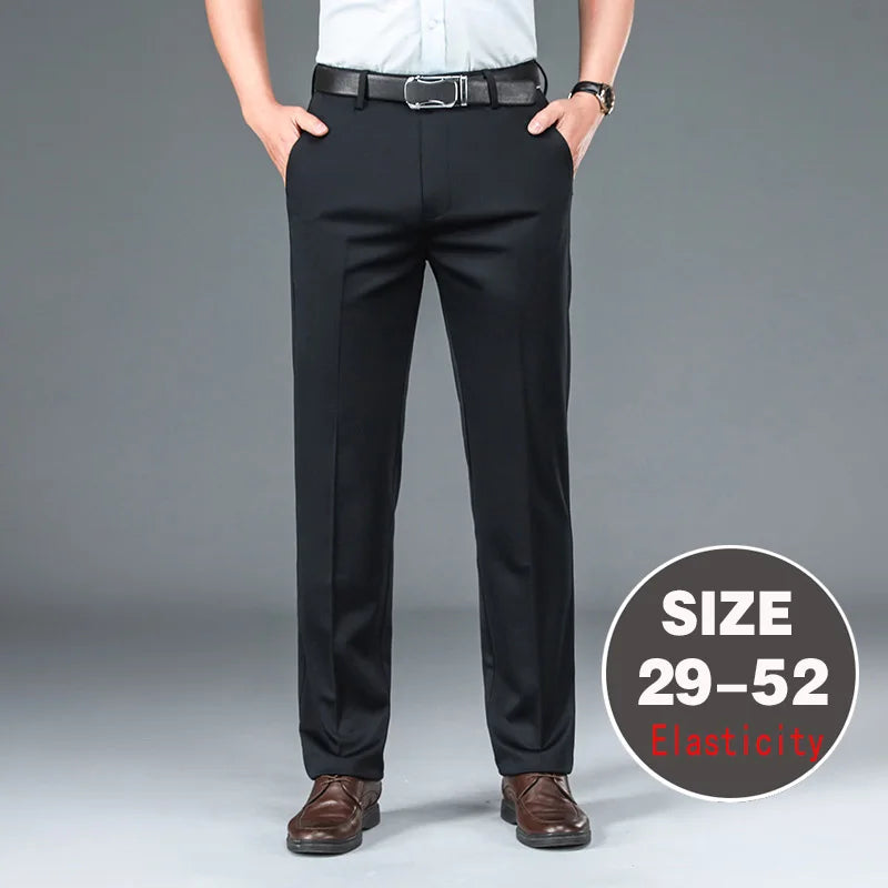 Herren große Größen klassische Anzughose hohe Elastizität knitterarm elegant leger gerades Bein Business Alltagshose