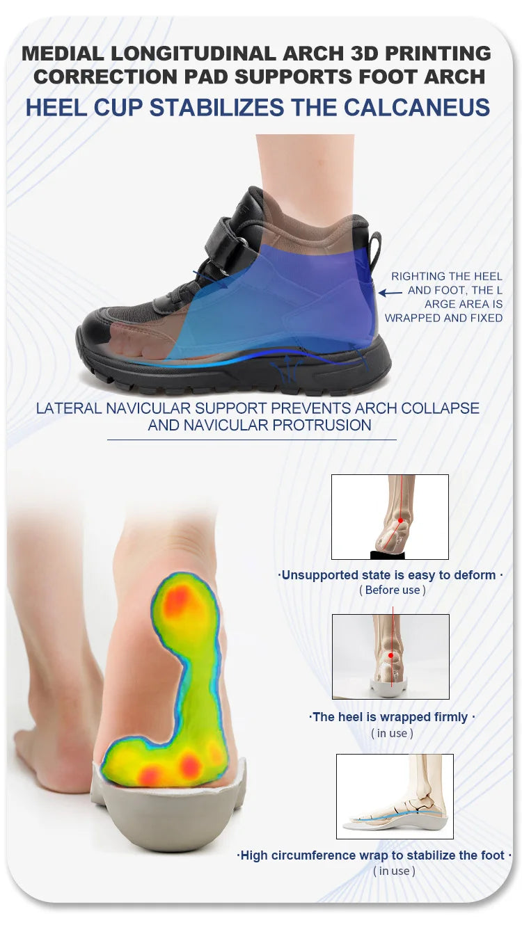 Princepard Baskets Orthopédiques Hautes Noires pour Enfants, Soutien de la Voûte Plantaire pour Pieds Plats, Chaussures Correctrices Scolaires et Décontractées