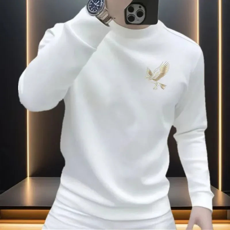Herren Sweatshirt Herbst Winter Kollektion 2025 – Neue Mode, Rundhals, Samt-gefüttert, Verdickt, Vielseitiger Pullover, Langarm-Oberteil